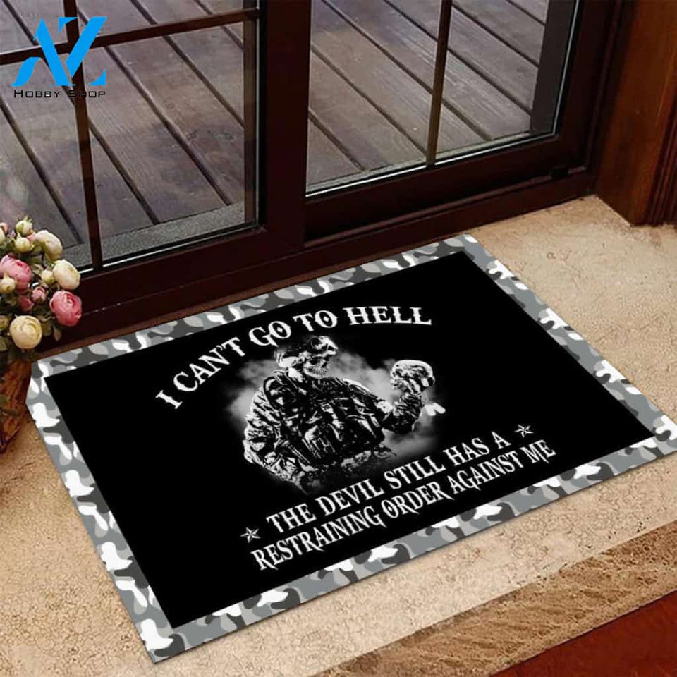  I Can't Go To Hell The Devil Still Has A Restraining Door Mats