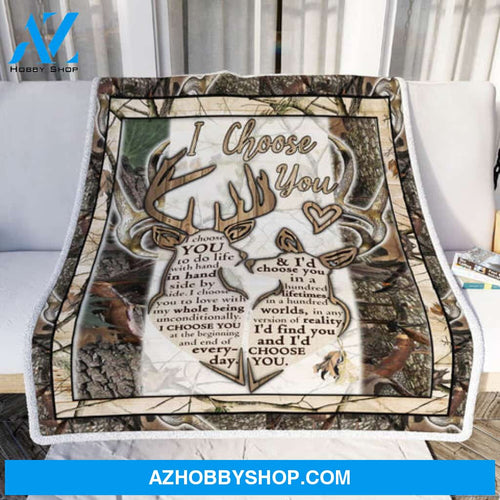 I Choose You, Buck & Doe Blanket Gift For Couple Family 