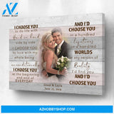 I Choose You Personalized Photo Memorial Canvas, Canvas Wall Art Gift for Family