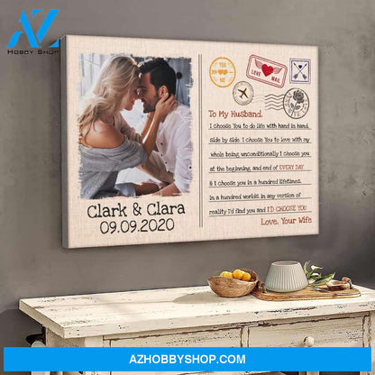 I choose you to do life with hand in hand - Personalized Canvas