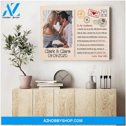 I choose you to do life with hand in hand - Personalized Canvas