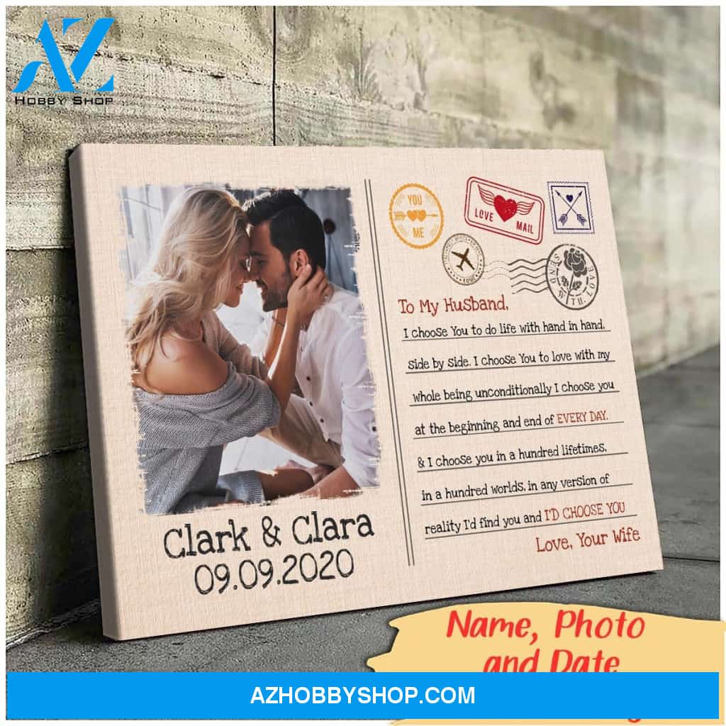 I choose you to do life with hand in hand - Personalized Canvas