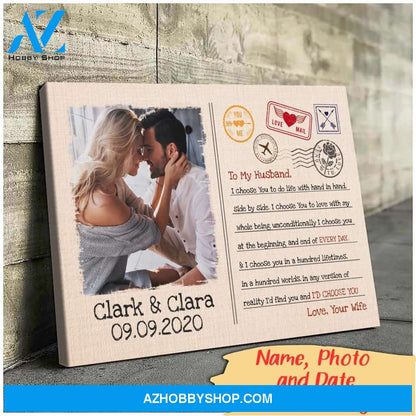 I choose you to do life with hand in hand - Personalized Canvas