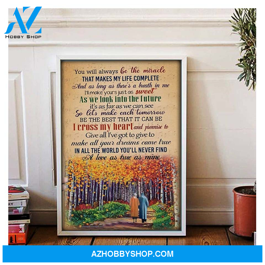 I Cross My Heart Lyrics Canvas | Happy Old Couple Walking Canvas Wall Art
