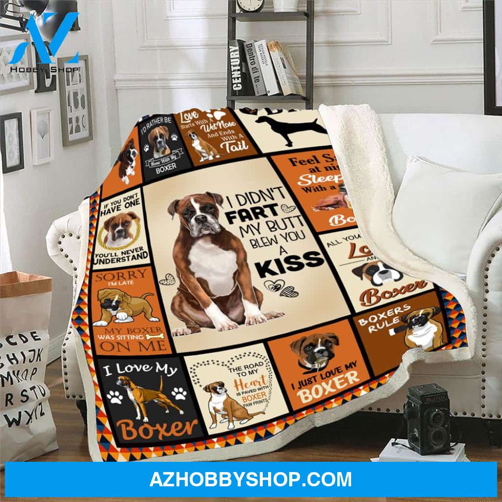 I Didn't Fart My Butt Blew You A Kiss Boxer Dog Blanket Gift For Dog Lovers Birthday Gift Home Decor Bedding Couch Sofa Soft and Comfy Cozy