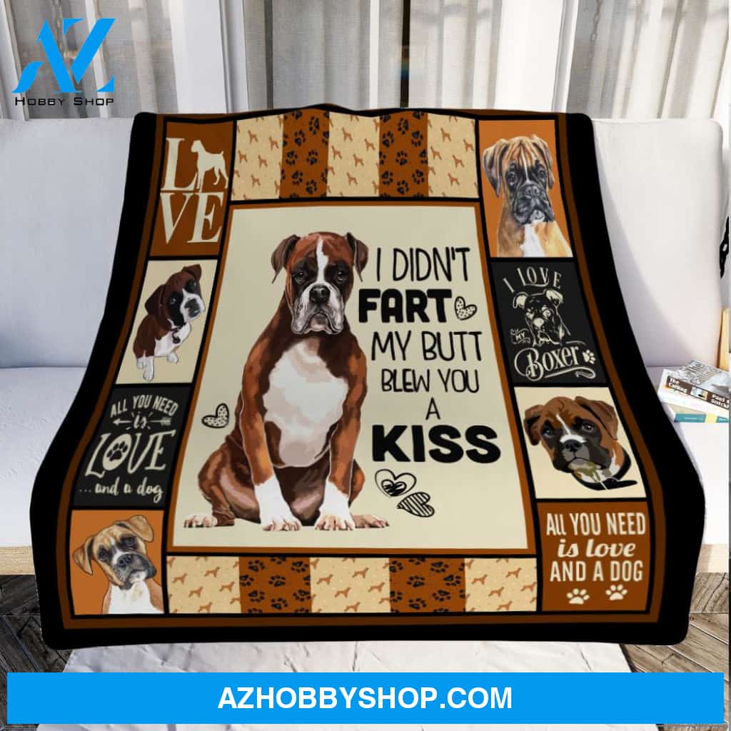 I Didn't Fart My Butt Blew You A Kiss Boxer Dog Blanket Gift For Dog Lovers Birthday Gift Home Decor Bedding Couch Sofa Soft and Comfy Cozy