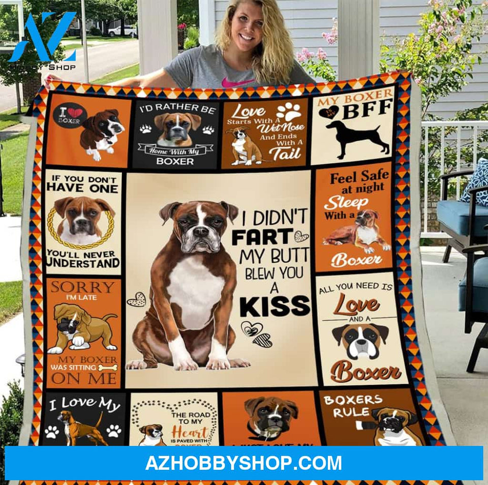 I Didn't Fart My Butt Blew You A Kiss Boxer Dog Blanket Gift For Dog Lovers Birthday Gift Home Decor Bedding Couch Sofa Soft and Comfy Cozy