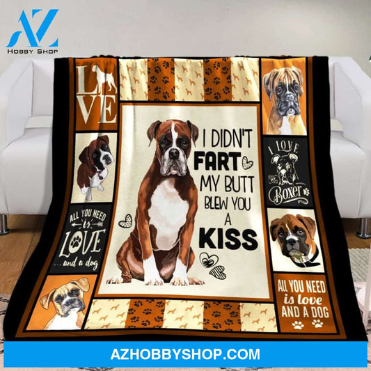 I Didn't Fart My Butt Blew You A Kiss Boxer Dog Blanket Gift For Dog Lovers Birthday Gift Home Decor Bedding Couch Sofa Soft and Comfy Cozy