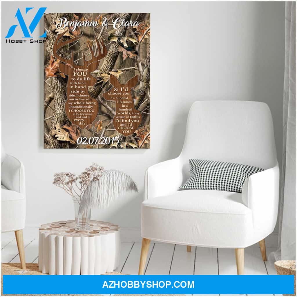 I find you and I choose you deer couple - Personalized Canvas