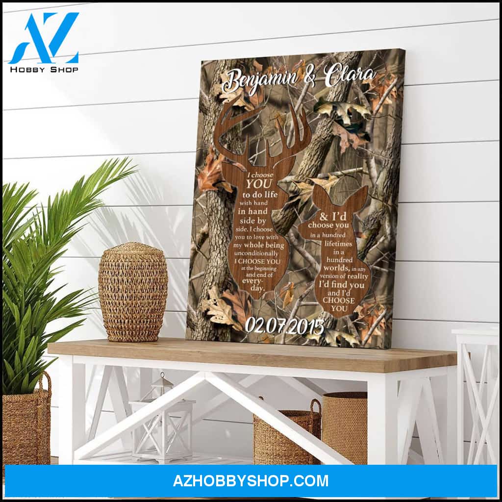 I find you and I choose you deer couple - Personalized Canvas