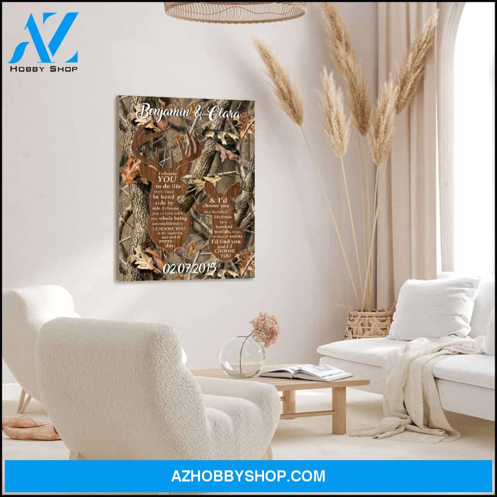 I find you and I choose you deer couple - Personalized Canvas