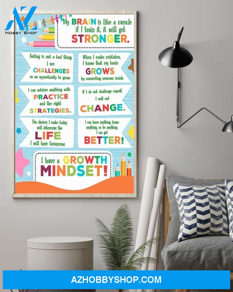Teacher Classroom Canvas I Have A Growth Mindset, Student Wall Art Back to School Gift for Teacher