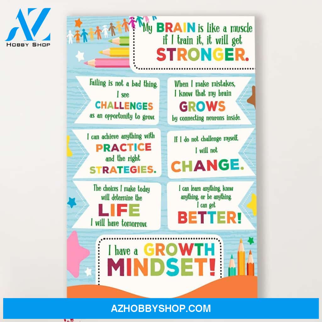 Teacher Classroom Canvas I Have A Growth Mindset, Student Wall Art Back to School Gift for Teacher