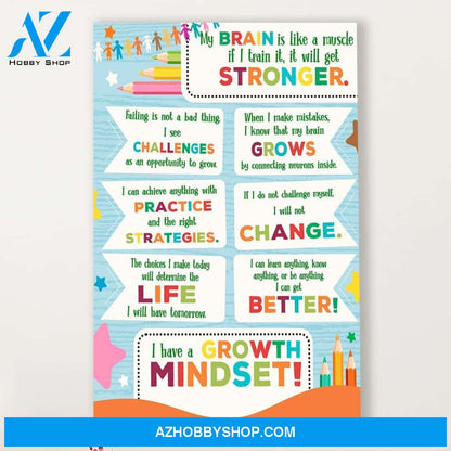 Teacher Classroom Canvas I Have A Growth Mindset, Student Wall Art Back to School Gift for Teacher