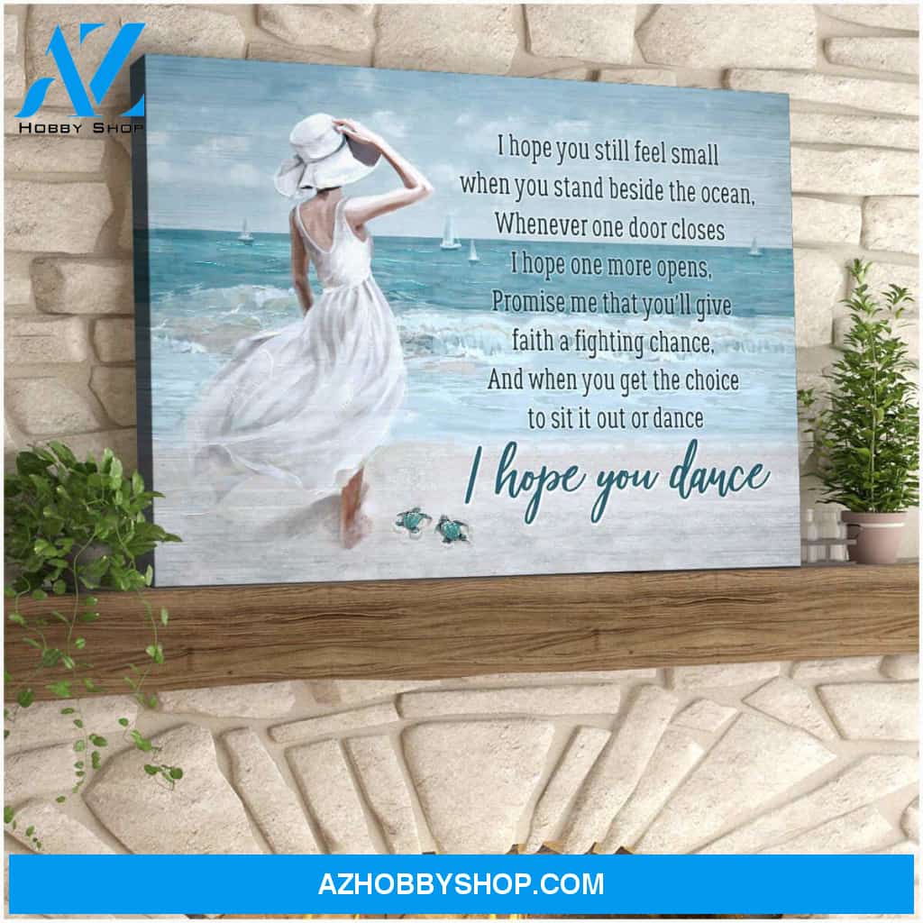 I Hope You Dance Beach and Turtle Canvas Wall Art Decor