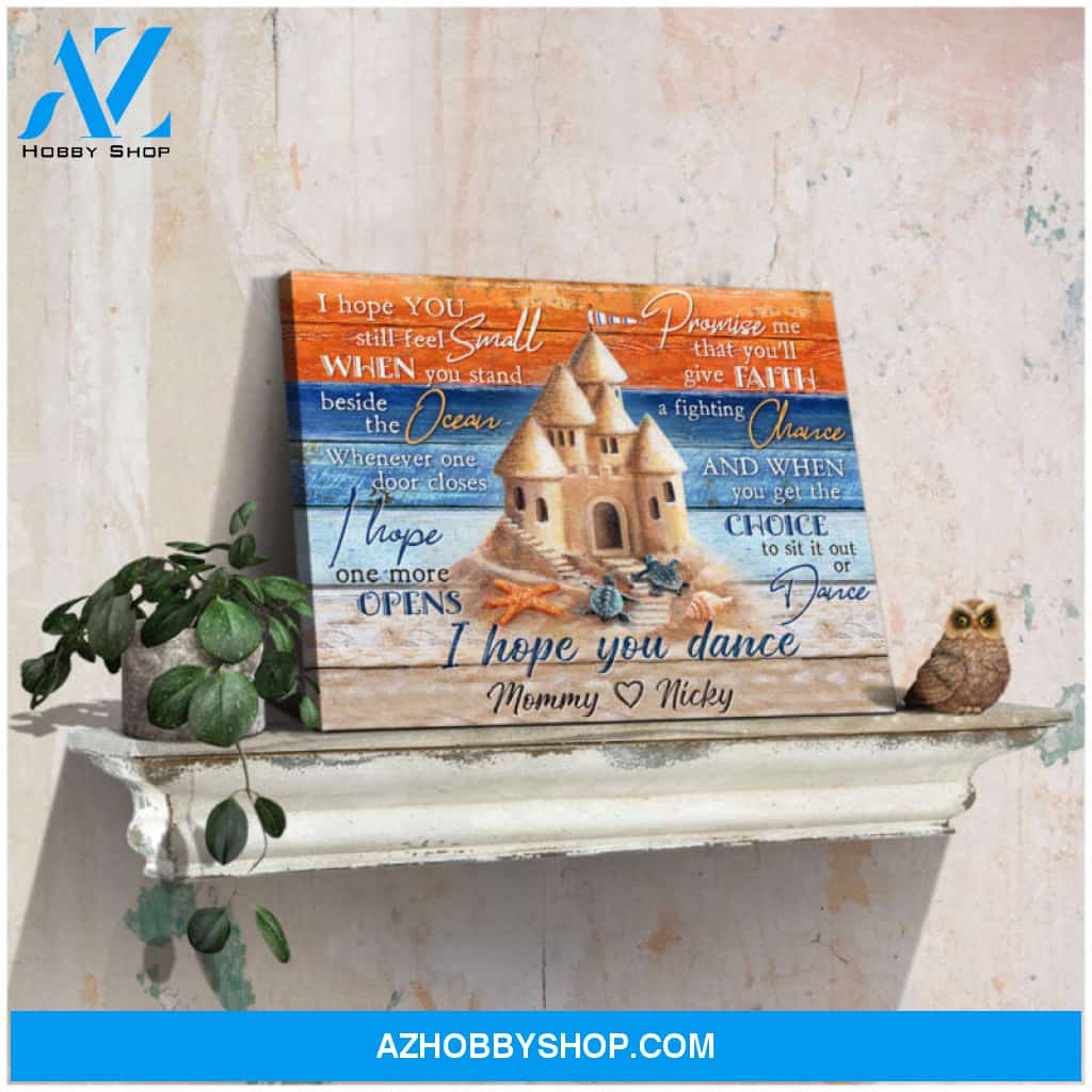 Ohcanvas I Hope You Dance Sand Castle on The Beach Custom Names Mom and Daughter Personalized Canvas Decor Gift For Mom Gift For Daughter