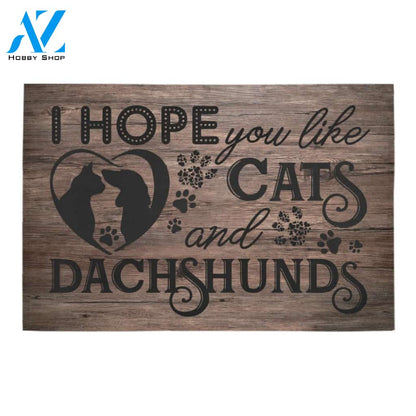 I Hope You Like Cats And Dachshunds Doormat Indoor And Outdoor Mat Entrance Rug Sweet Home Decor Housewarming Gift Gift For Friend Family Stem Feminist