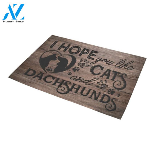 I Hope You Like Cats And Dachshunds Doormat Indoor And Outdoor Mat Entrance Rug Sweet Home Decor Housewarming Gift Gift For Friend Family Stem Feminist