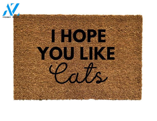 I Hope You Like Cats home decor, custom doormat, welcome mat, front door mat, funny doormat. cat home decor, crazy cat lady, hey cool cats