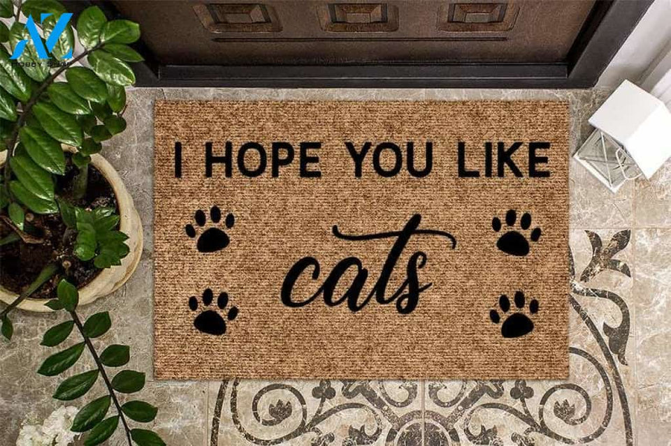 I Hope You Like Cats Housewarming Gift Custom Doormat Closing Gift Welcome Doormat Front Door Fur Family Cat Owner Gift