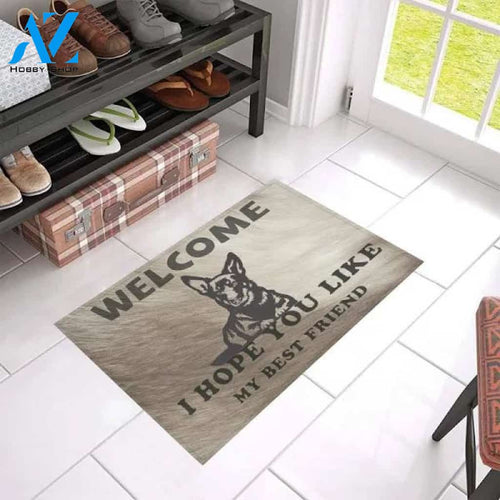 I Hope You Like My Best Friend Heeler Doormat Welcome Mat Housewarming Gift Home Decor Funny Doormat Gift For Dog Lovers Gift For Friend