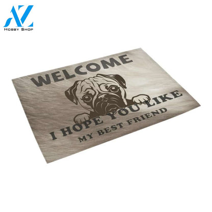 I Hope You Like My Best Friend Pug Printed Doormat Home Decor