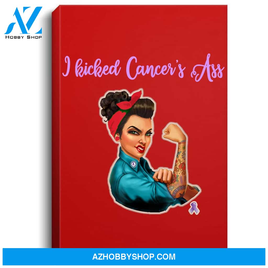 I Kicked Cancers Ass Cancer Survivors Portrait Canvas