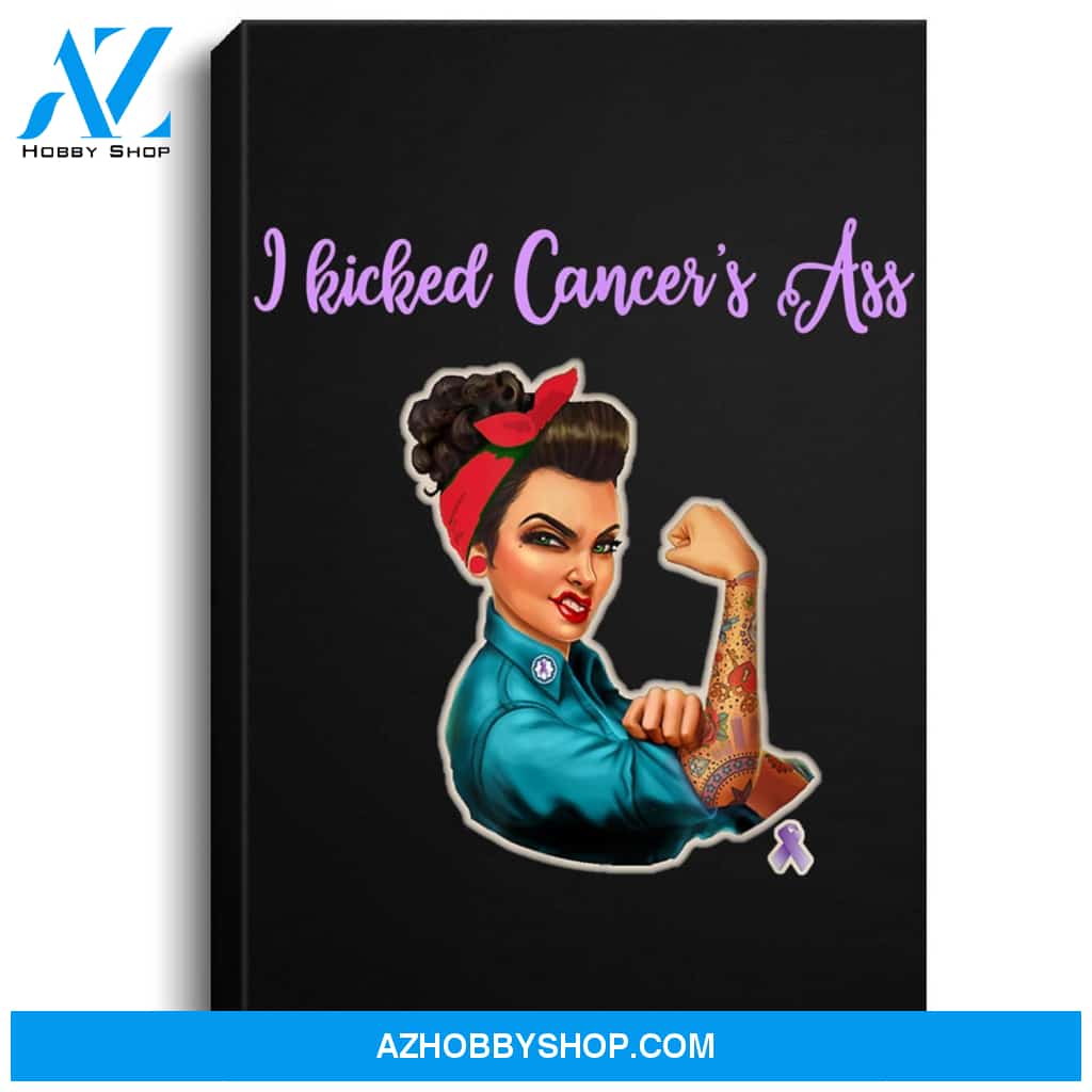 I Kicked Cancers Ass Cancer Survivors Portrait Canvas