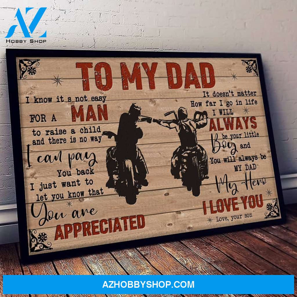 I Know It's Not Easy For A Man To Raise A Chile Gift For Biker Dad Horizontal Poster