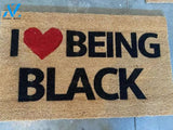 I LOVE BEING BLACK doormat