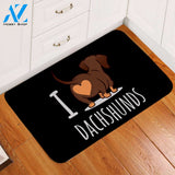 I Love Dachshunds Black Door Mat