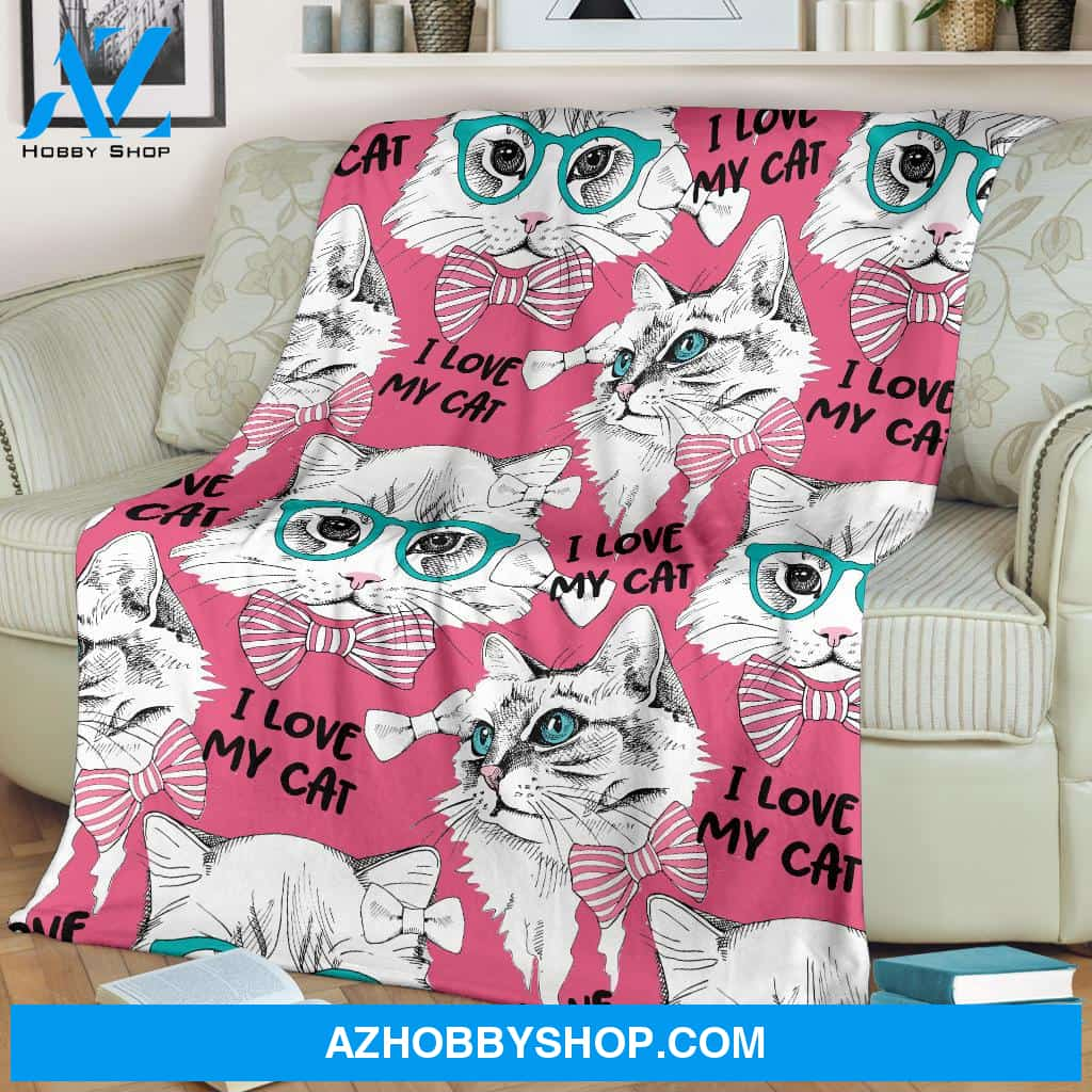 I Love My Cat Fleece Blanket Gift For Family Friend Gift For Cat Lovers Birthday Gift Home Decor Bedding Couch Sofa Soft And Comfy Cozy