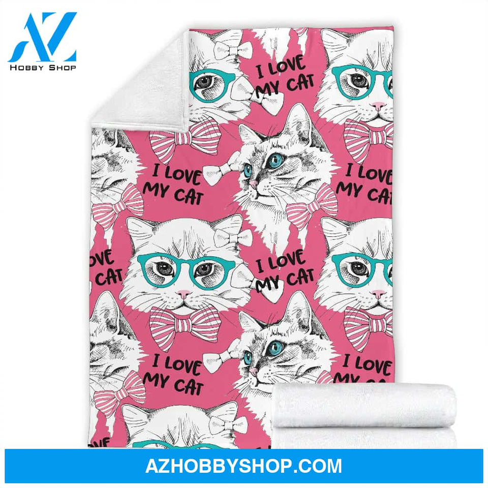 I Love My Cat Fleece Blanket Gift For Family Friend Gift For Cat Lovers Birthday Gift Home Decor Bedding Couch Sofa Soft And Comfy Cozy