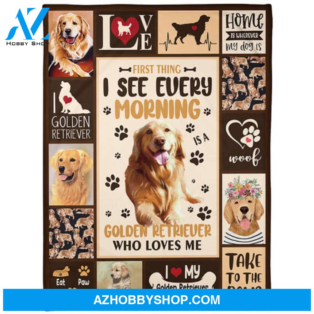 I Love My Golden Retriever Dog Fleece Blanket 