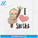 I LOVE Sloths! Cute Sloth T-Shirt Fleece Blanket