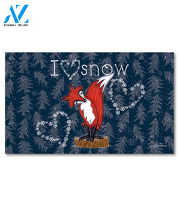 I Love Snow Fox - Doormat - 18" x 30"