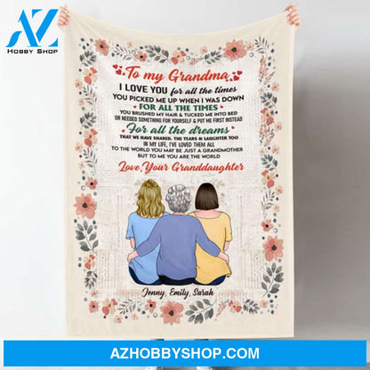 I Love You For All The Times - Personalized Blanket - Gift For Grandma
