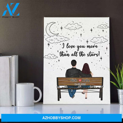 Personalized Canvas, I Love You More Than All The Stars Canvas Wall Art, Perfect Gift For Her And Him, Best Friend Gifts