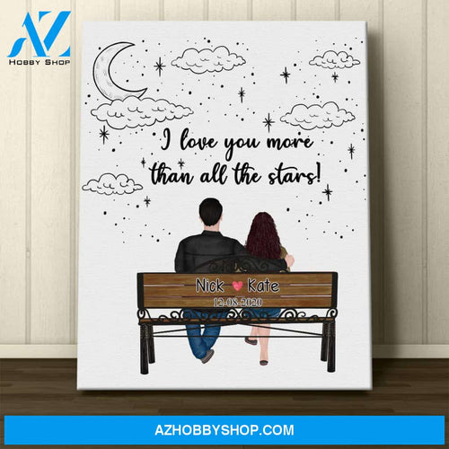 Personalized Canvas, I Love You More Than All The Stars Canvas Wall Art, Perfect Gift For Her And Him, Best Friend Gifts