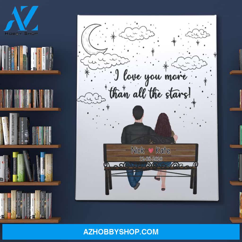 Personalized Canvas, I Love You More Than All The Stars Canvas Wall Art, Perfect Gift For Her And Him, Best Friend Gifts