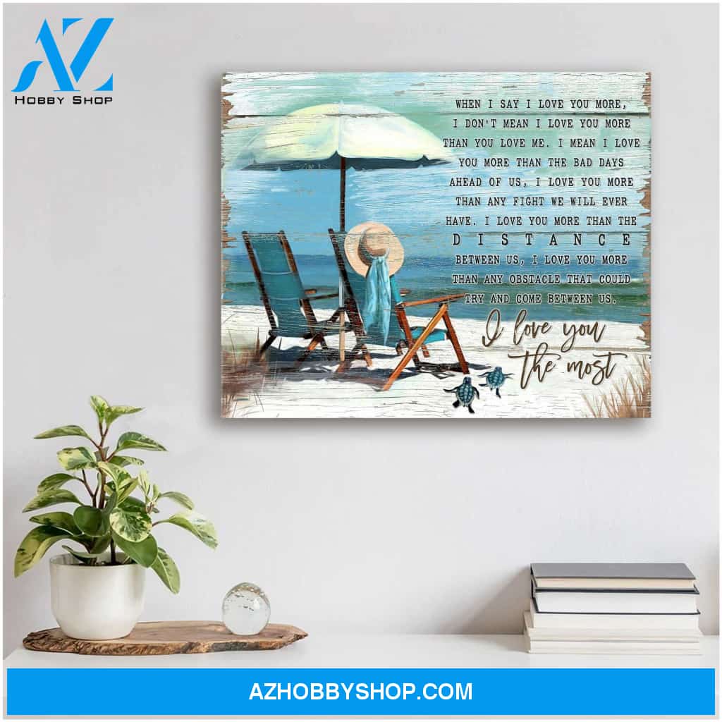 I Love You The Most Beach Turtles Canvas Wall Art Decor