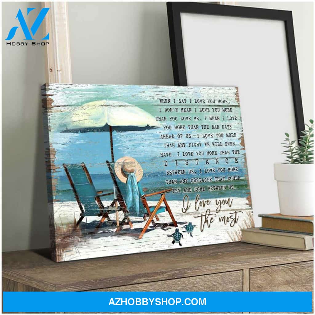 I Love You The Most Beach Turtles Canvas Wall Art Decor