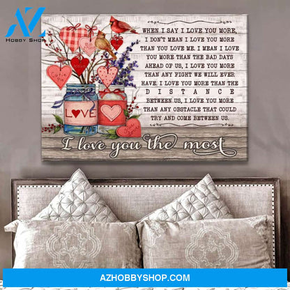I Love You The Most Cardinal Canvas Wall Art Decor