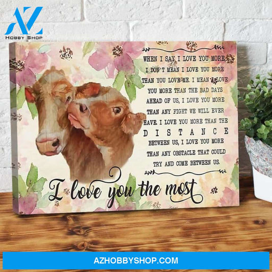 I Love You The Most Cow Happy Vintage Canvas - Wall Decor Visual Art