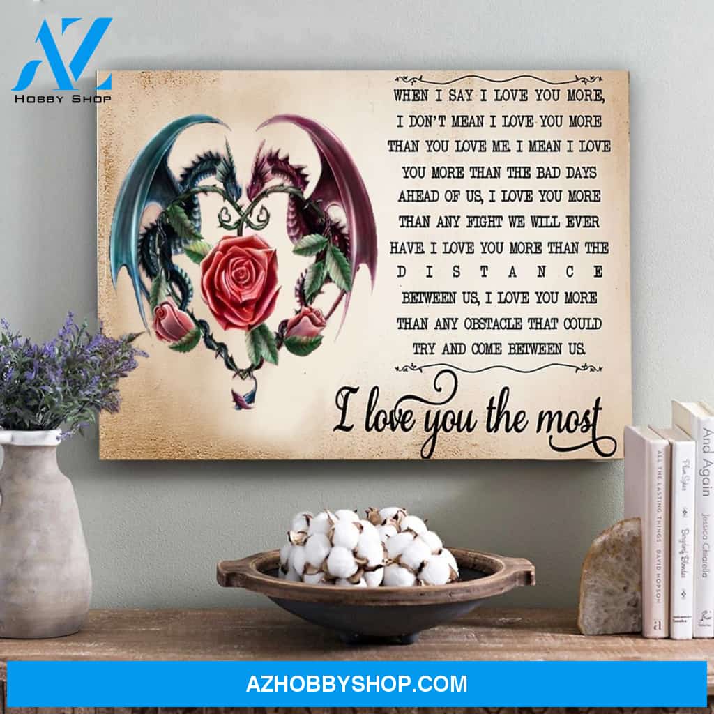 I Love You The Most Dragons Couple Canvas Gift For Wife For Husband