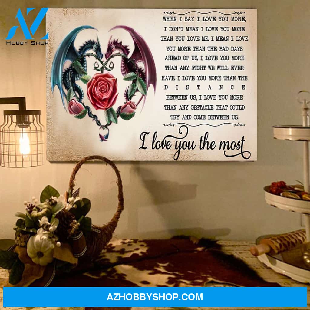 I Love You The Most Dragons Couple Canvas Gift For Wife For Husband