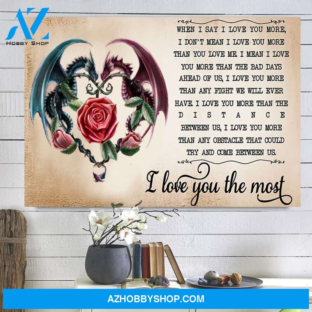 I Love You The Most Dragons Couple Canvas Gift For Wife For Husband