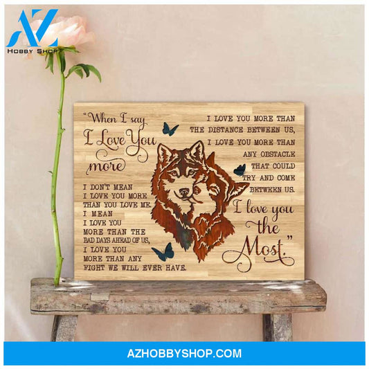 I Love You The Most Wolf Wall Art Canvas
