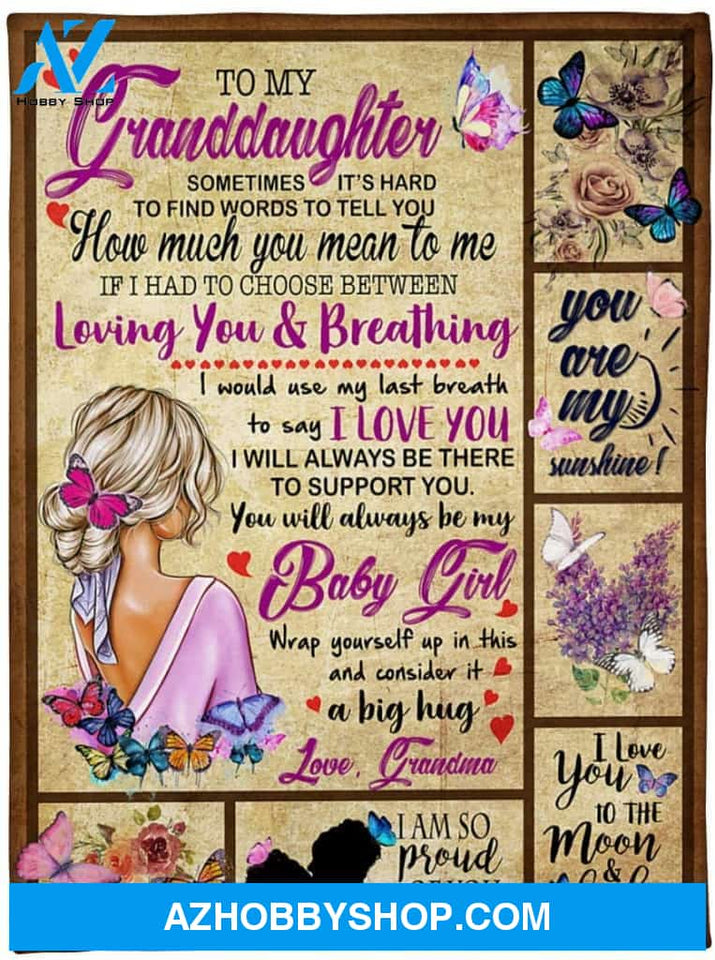 Personalized i love you to the moon and back Blanket to my Granddaughter Gifts Blanket for Granddaughter from Grandma sometimes it's hard to find words to tell you how much you mean to me Blanket