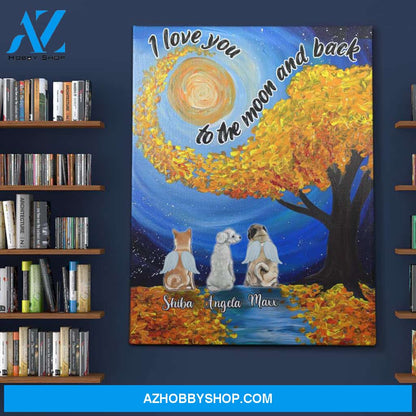 Personalized Canvas, I Love You To The Moon And Back Canvas Wall Art, Gift For Dog Memorial,Dog Loss,Dog Remembrance Gifts